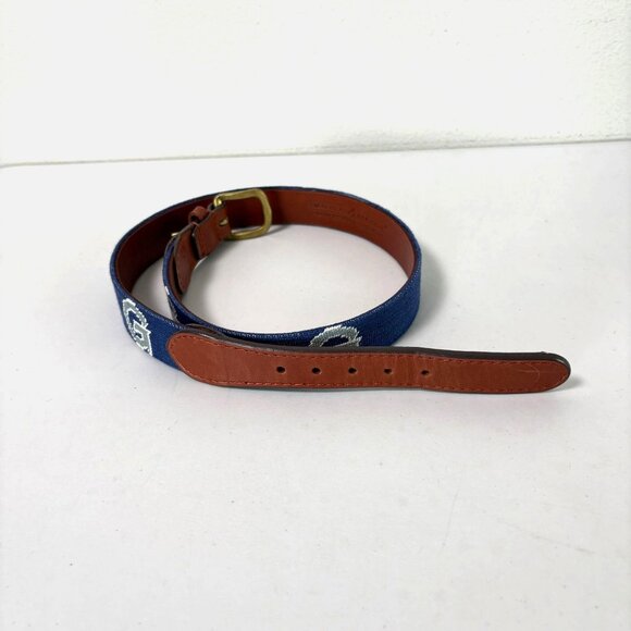 Smathers & Branson Needlepoint Belt Size 34 Georgetown University Brass Buckle - Picture 3 of 11